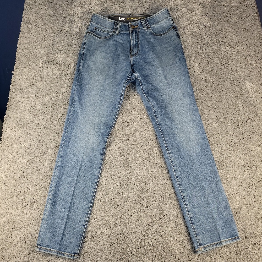 Lee Jeans Mens 32x32 Blue Extreme Motion Skinny Fit Medium Wash Stretch Denim